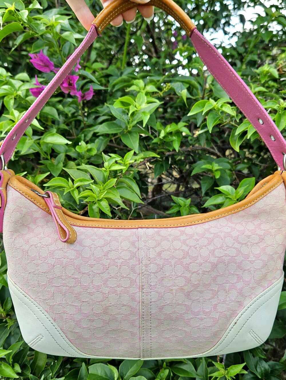 Vintage Coach Soho 6351 Pink Signature Hobo Shoulder Bag Y2K 2003